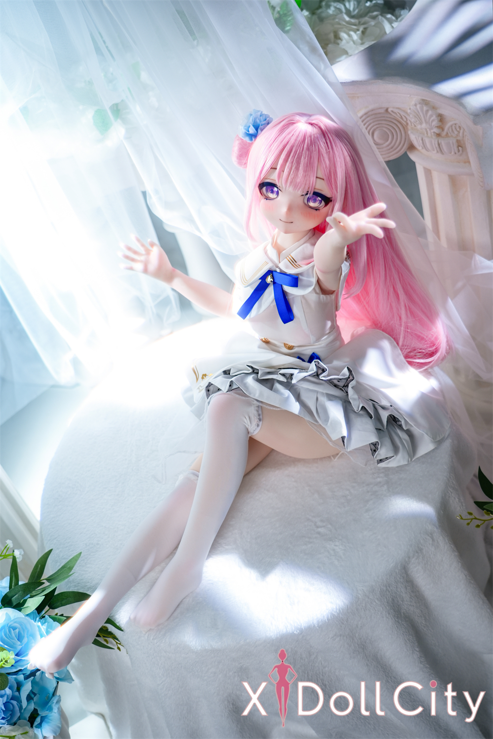 MW Girl (魔物姫)  7kg 薇花ヘッド 掲載画像はレジンヘッド+シリコンボディ 肌色&眼球色&メイク&ウィッグ&衣装は宣材写真と同じ 成人スタイルラブドール白いセーラー服ロリ系アニメドール セクシーフィギュア