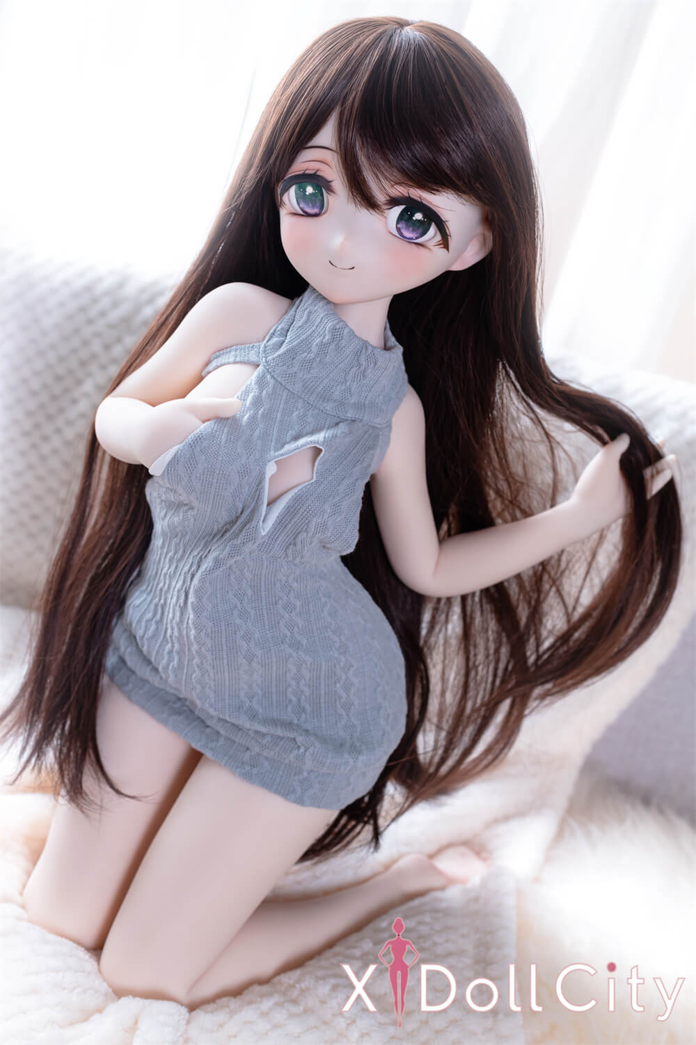 MW Girl(魔物姫) 7kg 花泽美穗 掲載画像はレジンヘッド+シリコンボディ 癒し系の美少女ミニドール ブラウン髪 肌色&眼球色&メイク&ウィッグ&衣装は宣材写真と同じ 成人スタイルラブドール