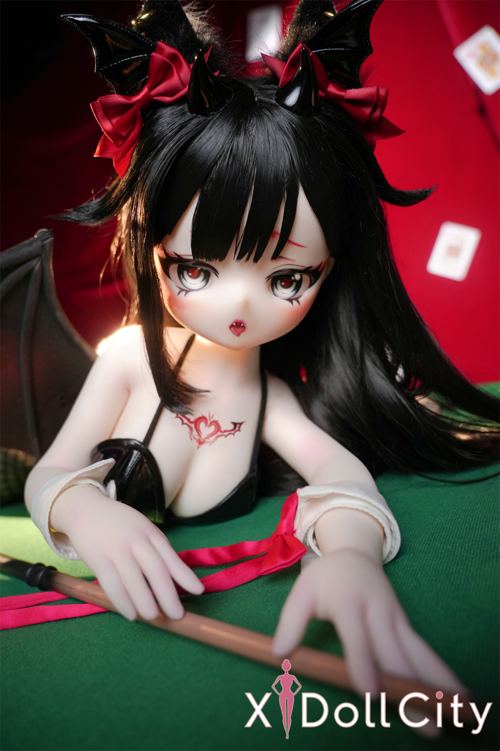 MW Girl (魔物姫)  7kg 星雅ヘッド 掲載画像はレジンヘッド+シリコンボディ 肌色&眼球色&メイク&ウィッグ&衣装は宣材写真と同じ 成人スタイルラブドール ビリヤードガールコスプレ刺青付き可愛い美少女アニメドール