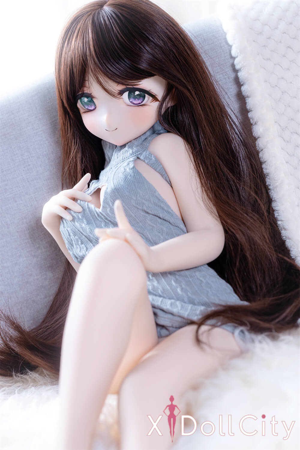 MW Girl(魔物姫) 7kg 花泽美穗 掲載画像はレジンヘッド+シリコンボディ 癒し系の美少女ミニドール ブラウン髪 肌色&眼球色&メイク&ウィッグ&衣装は宣材写真と同じ 成人スタイルラブドール