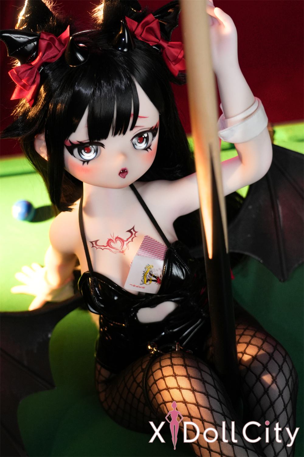 MW Girl (魔物姫)  7kg 星雅ヘッド 掲載画像はレジンヘッド+シリコンボディ 肌色&眼球色&メイク&ウィッグ&衣装は宣材写真と同じ 成人スタイルラブドール ビリヤードガールコスプレ刺青付き可愛い美少女アニメドール