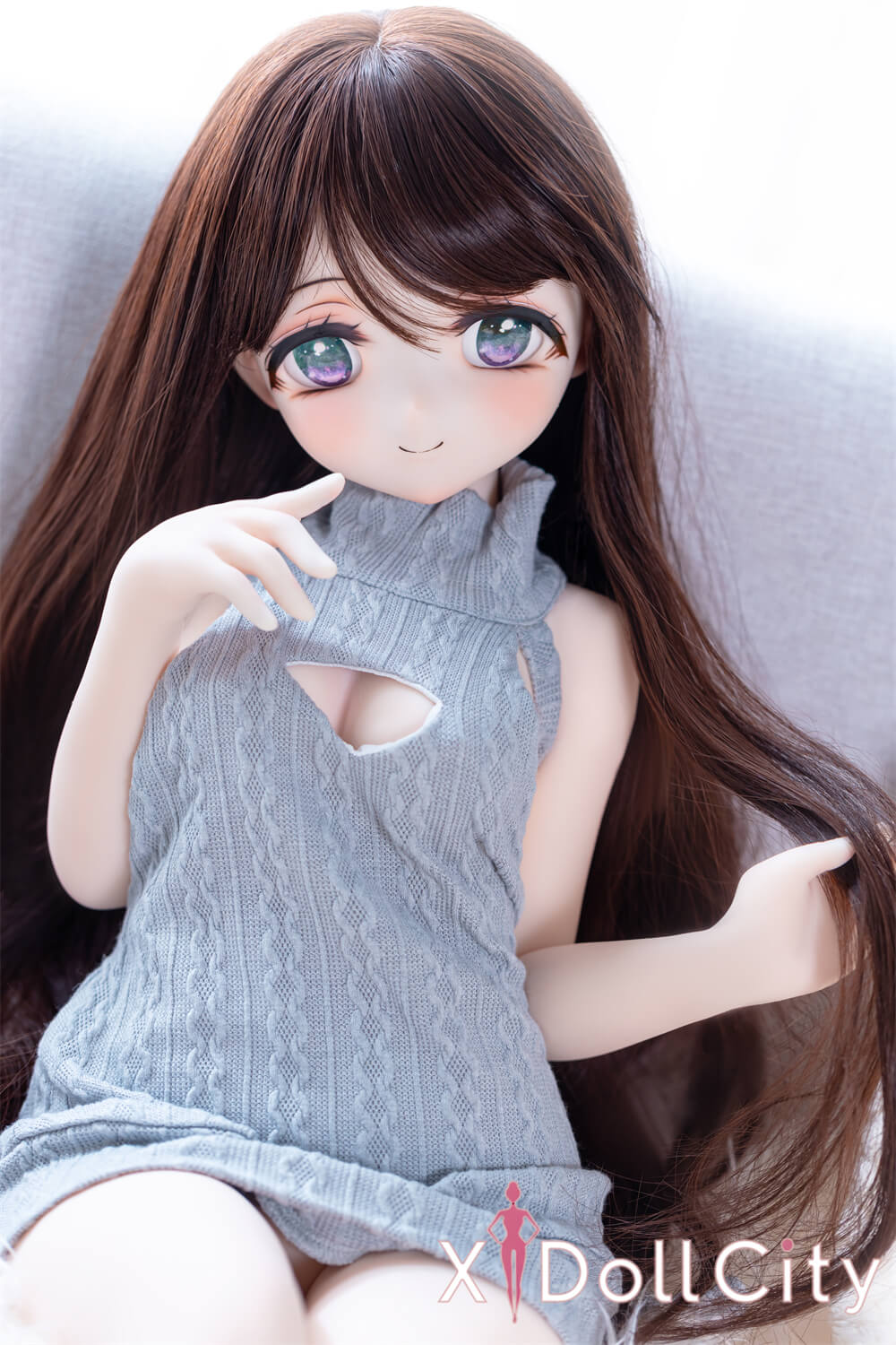 MW Girl(魔物姫) 7kg 花泽美穗 掲載画像はレジンヘッド+シリコンボディ 癒し系の美少女ミニドール ブラウン髪 肌色&眼球色&メイク&ウィッグ&衣装は宣材写真と同じ 成人スタイルラブドール