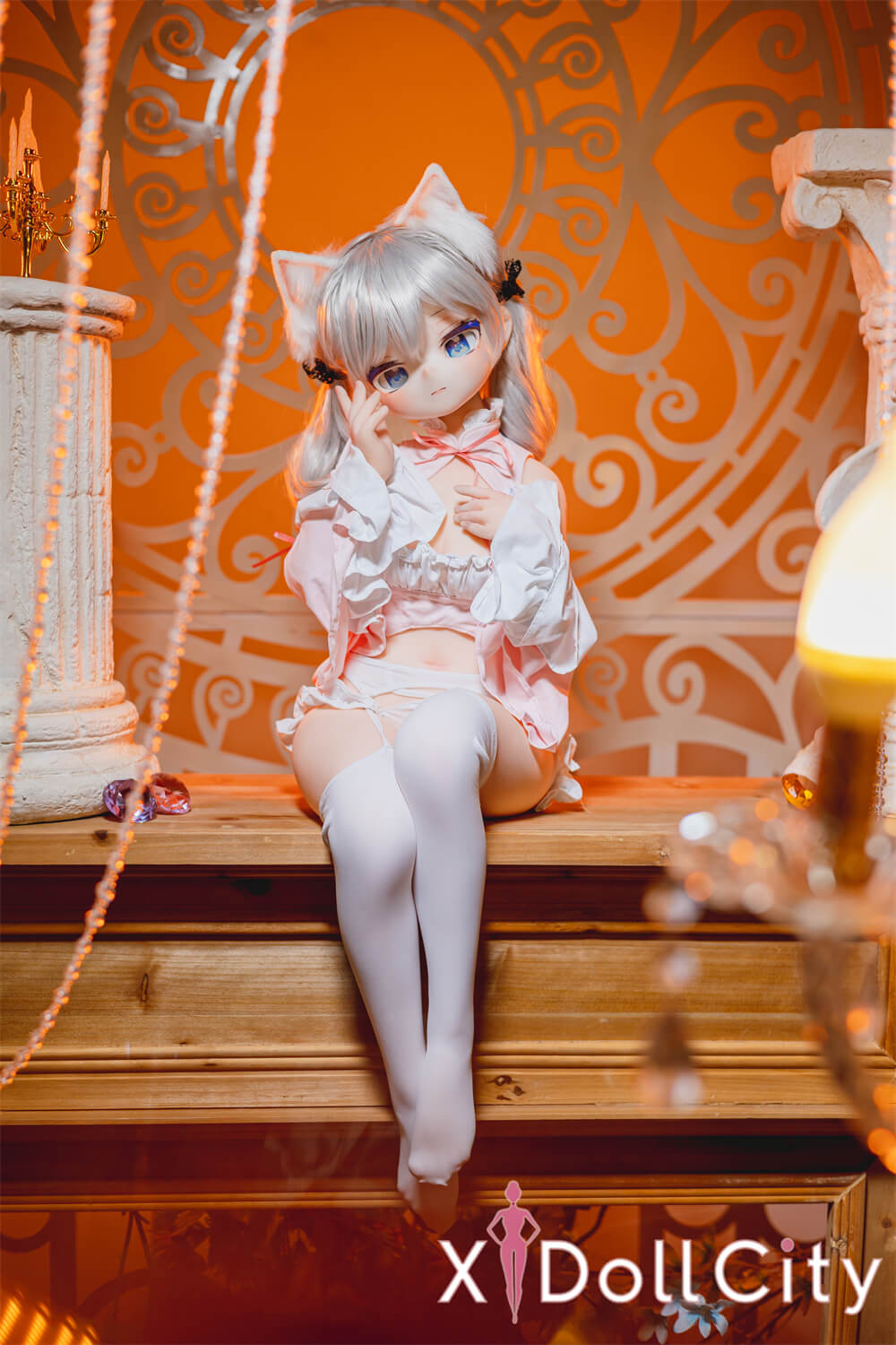 MW Girl(魔物姫) 優米 5.1kg メイド服 レジンヘッド+TPEボディ ピンク髪 猫耳ランジェリードール 肌色&眼球色&メイク&ウィッグ&衣装は宣材写真と同じ 成人スタイルラブドール