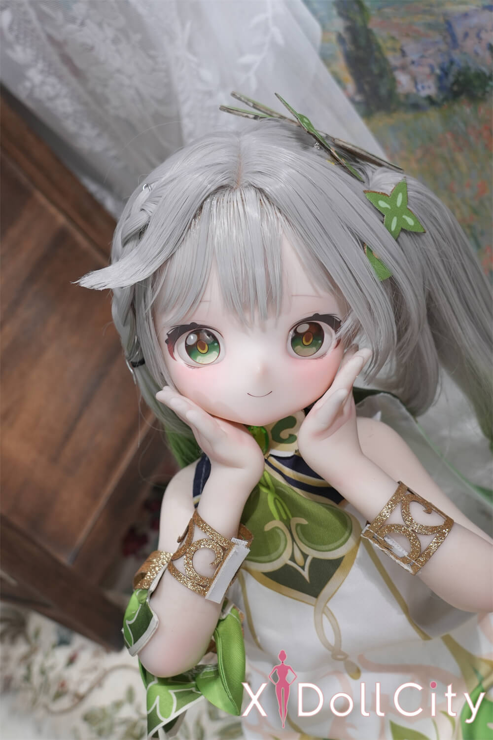 MW Girl(魔物姫)草ちゃん  7kg 掲載画像はレジンヘッド+シリコンボディ ふわふわ妖精系 肌色&眼球色&メイク&ウィッグ&衣装は宣材写真と同じ 成人スタイルラブドール