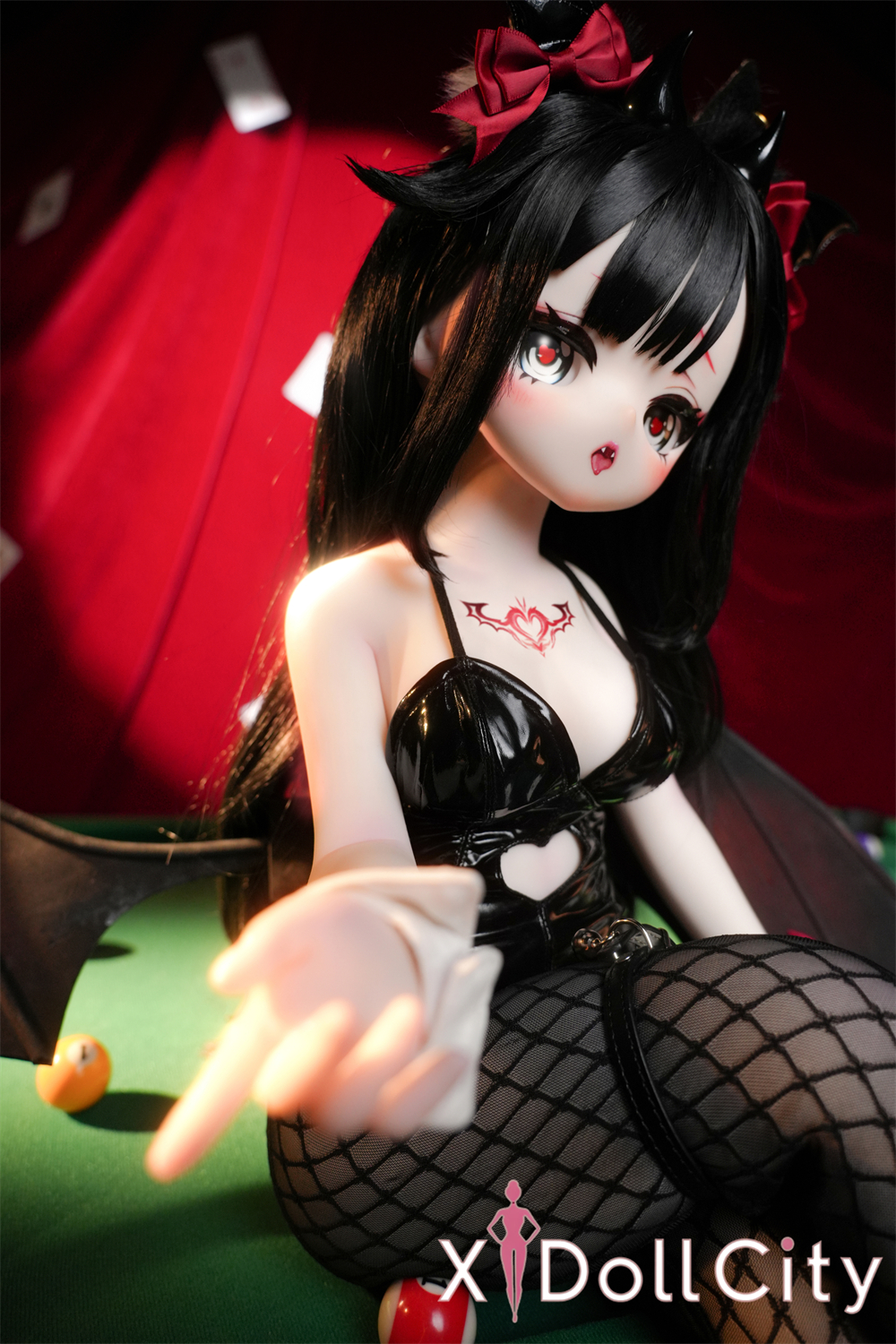 MW Girl (魔物姫)  7kg 星雅ヘッド 掲載画像はレジンヘッド+シリコンボディ 肌色&眼球色&メイク&ウィッグ&衣装は宣材写真と同じ 成人スタイルラブドール ビリヤードガールコスプレ刺青付き可愛い美少女アニメドール