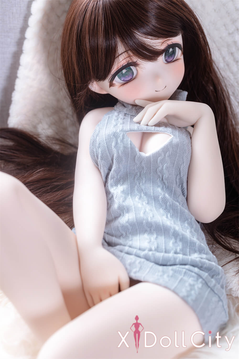 MW Girl(魔物姫) 7kg 花泽美穗 掲載画像はレジンヘッド+シリコンボディ 癒し系の美少女ミニドール ブラウン髪 肌色&眼球色&メイク&ウィッグ&衣装は宣材写真と同じ 成人スタイルラブドール