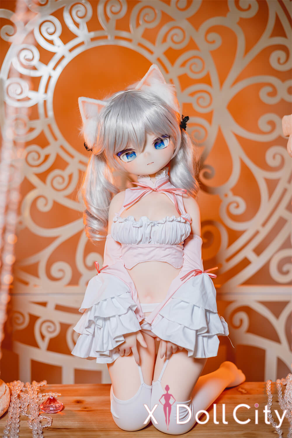 MW Girl(魔物姫) 優米 5.1kg メイド服 レジンヘッド+TPEボディ ピンク髪 猫耳ランジェリードール 肌色&眼球色&メイク&ウィッグ&衣装は宣材写真と同じ 成人スタイルラブドール