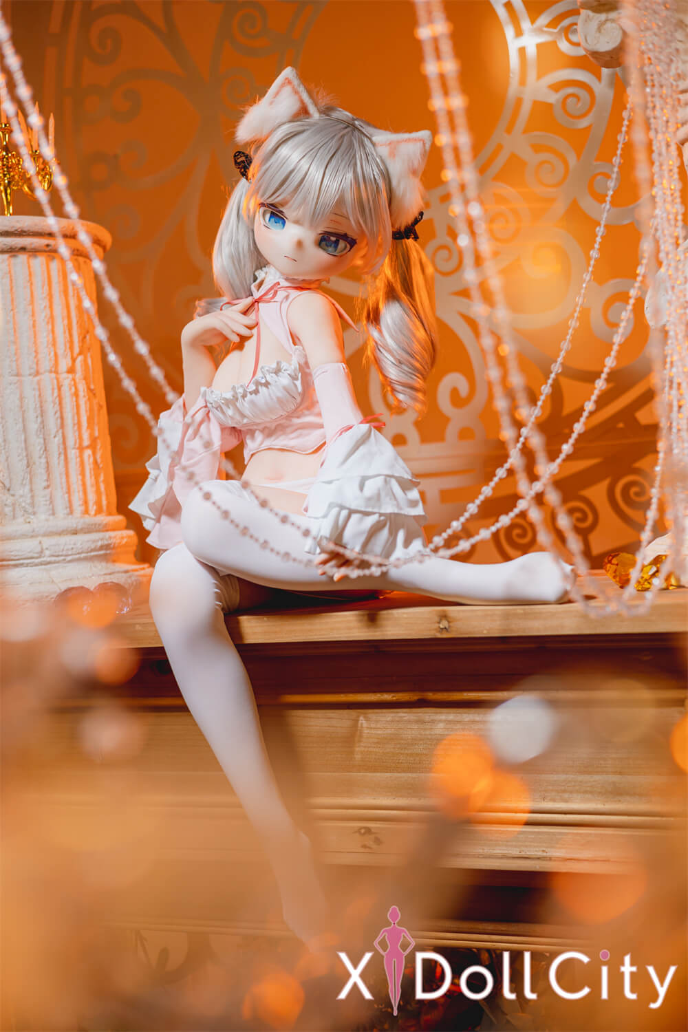 MW Girl(魔物姫) 優米 5.1kg メイド服 レジンヘッド+TPEボディ ピンク髪 猫耳ランジェリードール 肌色&眼球色&メイク&ウィッグ&衣装は宣材写真と同じ 成人スタイルラブドール