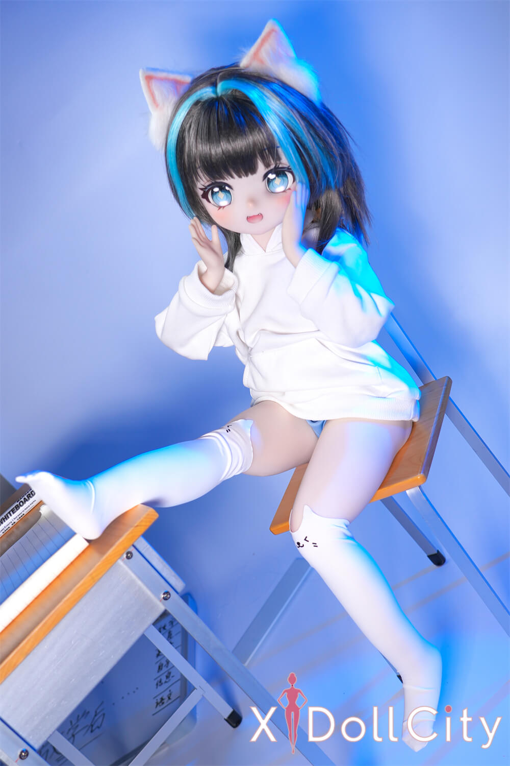 MW Girl(魔物姫) 5.2kg 呆呆喵ちゃん ミニドール 呆け顔がたまらなくキュートな猫耳っ子リアルドール 掲載画像はレジンヘッド+シリコンボディ 肌色&眼球色&メイク&ウィッグ&衣装は宣材写真と同じ 成人スタイルラブドール