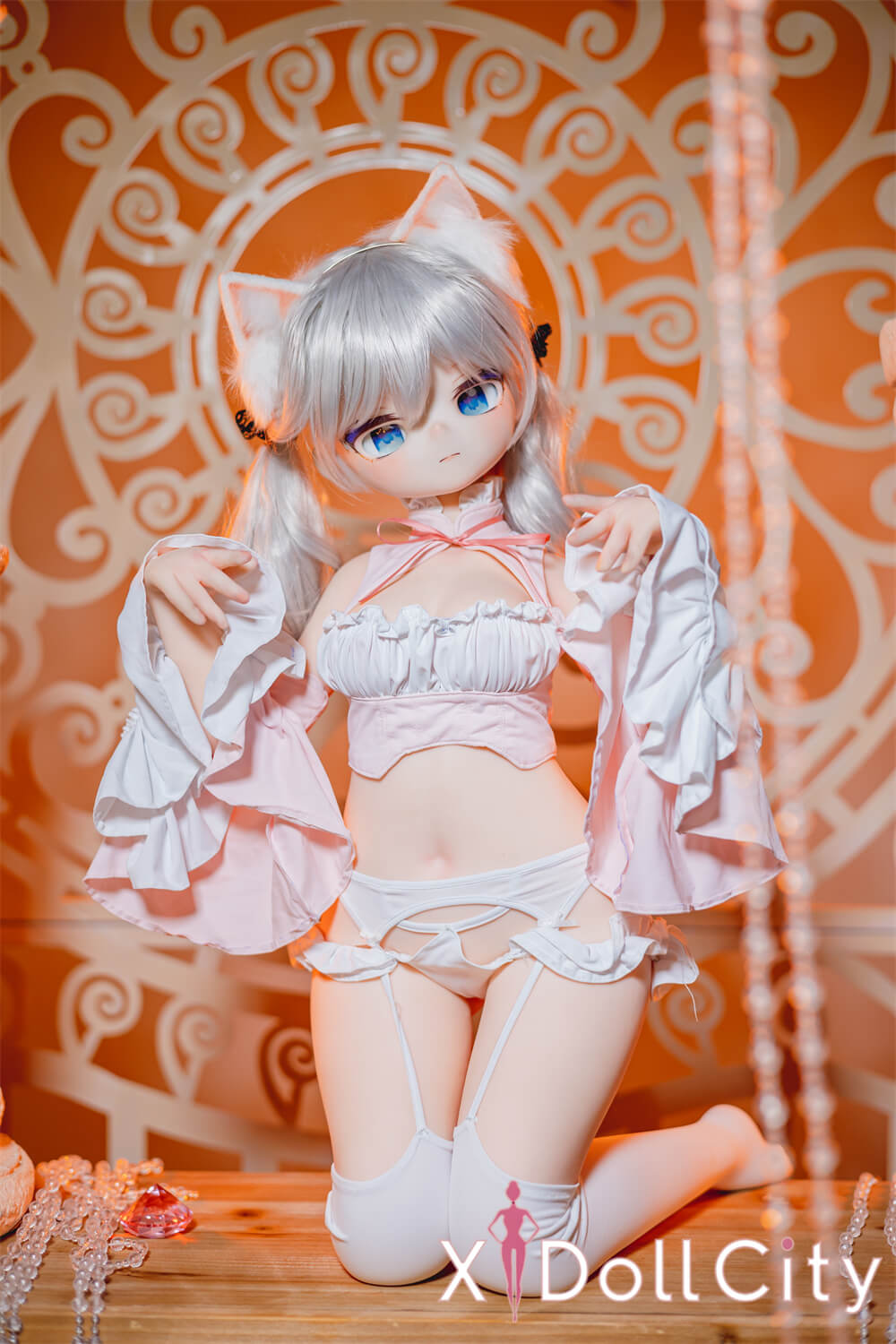 MW Girl(魔物姫) 優米 5.1kg メイド服 レジンヘッド+TPEボディ ピンク髪 猫耳ランジェリードール 肌色&眼球色&メイク&ウィッグ&衣装は宣材写真と同じ 成人スタイルラブドール