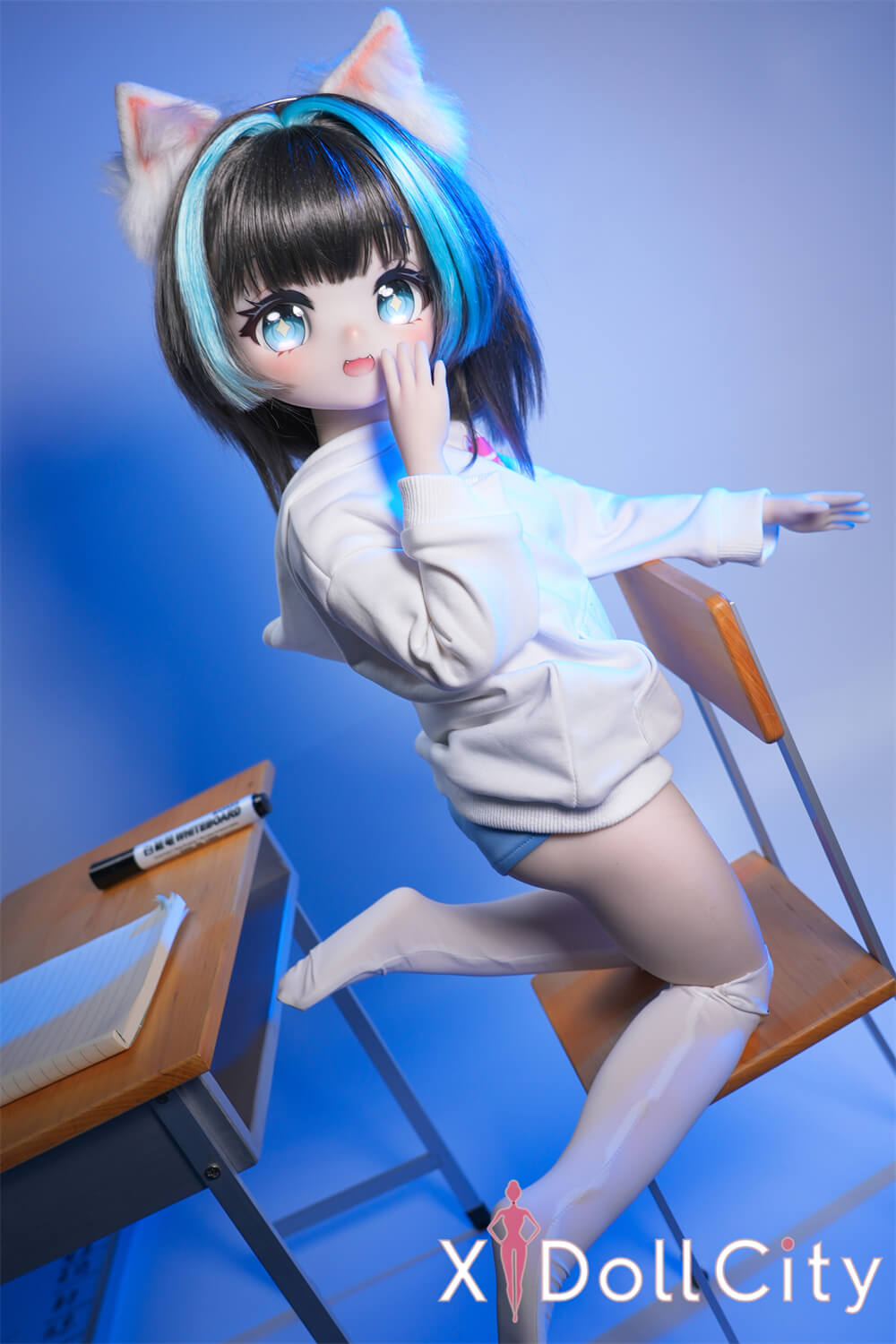 MW Girl(魔物姫) 5.2kg 呆呆喵ちゃん ミニドール 呆け顔がたまらなくキュートな猫耳っ子リアルドール 掲載画像はレジンヘッド+シリコンボディ 肌色&眼球色&メイク&ウィッグ&衣装は宣材写真と同じ 成人スタイルラブドール