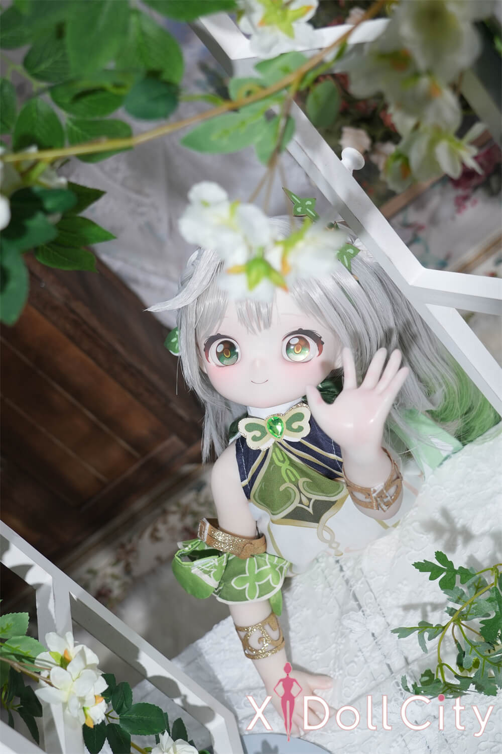 MW Girl(魔物姫)草ちゃん  7kg 掲載画像はレジンヘッド+シリコンボディ ふわふわ妖精系 肌色&眼球色&メイク&ウィッグ&衣装は宣材写真と同じ 成人スタイルラブドール