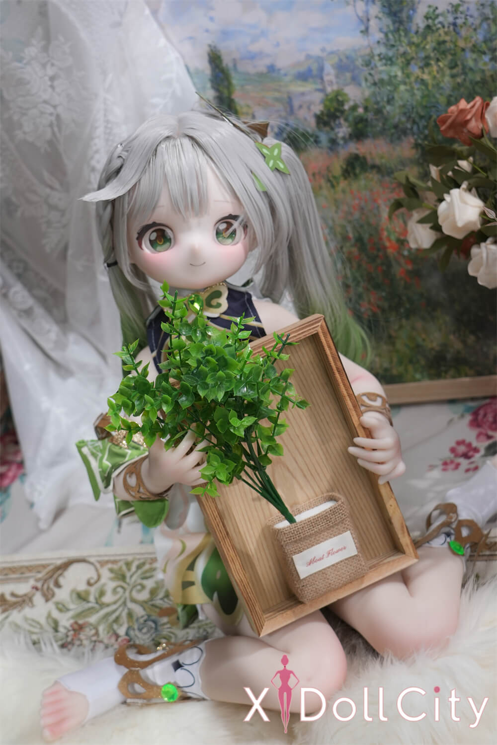 MW Girl(魔物姫)草ちゃん  7kg 掲載画像はレジンヘッド+シリコンボディ ふわふわ妖精系 肌色&眼球色&メイク&ウィッグ&衣装は宣材写真と同じ 成人スタイルラブドール