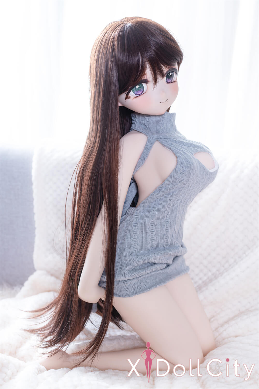 MW Girl(魔物姫) 7kg 花泽美穗 掲載画像はレジンヘッド+シリコンボディ 癒し系の美少女ミニドール ブラウン髪 肌色&眼球色&メイク&ウィッグ&衣装は宣材写真と同じ 成人スタイルラブドール