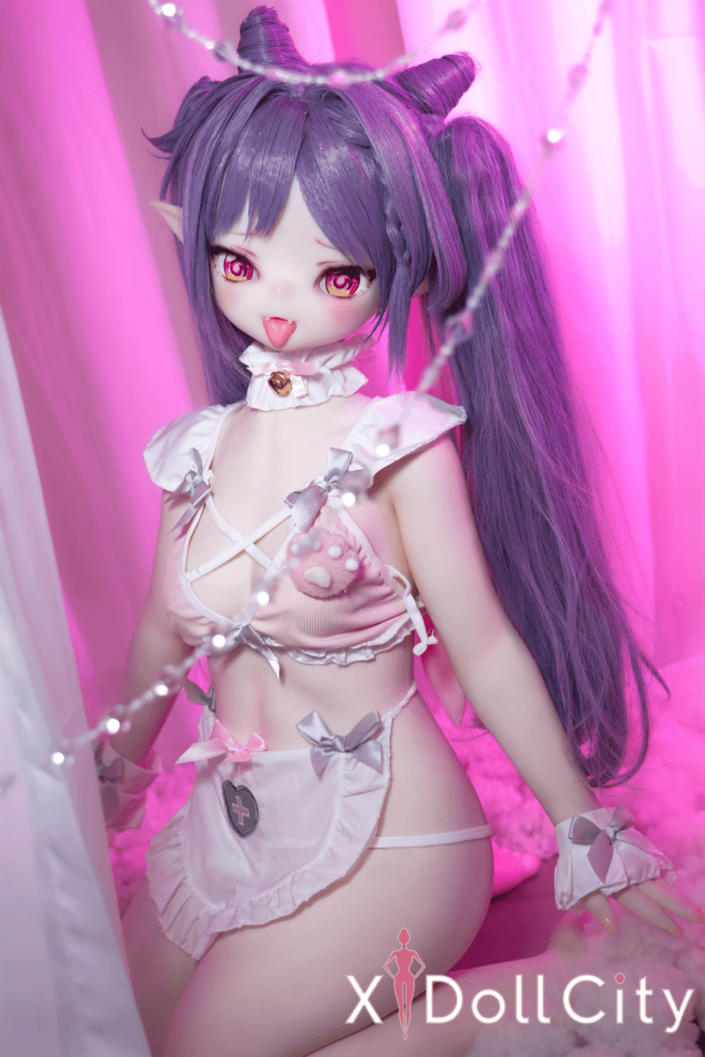 MW Girl(魔物姫) 22.5kg 可晴(Keqing)掲載画像はシリコンヘッド+TPEボディ 猫耳メイド アニメリアル 肌色&眼球色&メイク&ウィッグ&衣装は宣材写真と同じ 成人スタイルラブドール