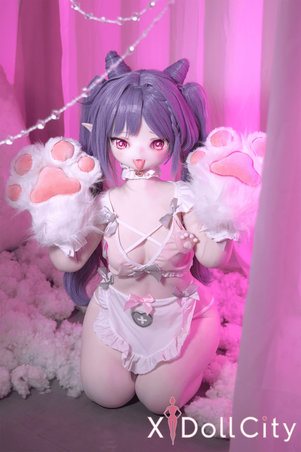 MW Girl(魔物姫) 22.5kg 可晴(Keqing)掲載画像はシリコンヘッド+TPEボディ 猫耳メイド アニメリアル 肌色&眼球色&メイク&ウィッグ&衣装は宣材写真と同じ 成人スタイルラブドール