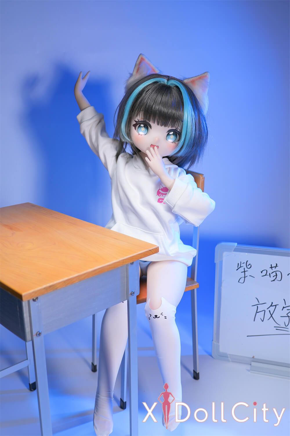 MW Girl(魔物姫) 5.2kg 呆呆喵ちゃん ミニドール 呆け顔がたまらなくキュートな猫耳っ子リアルドール 掲載画像はレジンヘッド+シリコンボディ 肌色&眼球色&メイク&ウィッグ&衣装は宣材写真と同じ 成人スタイルラブドール