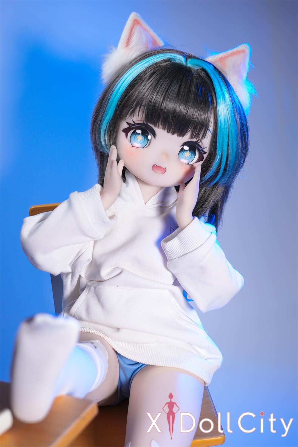 MW Girl(魔物姫) 5.2kg 呆呆喵ちゃん ミニドール 呆け顔がたまらなくキュートな猫耳っ子リアルドール 掲載画像はレジンヘッド+シリコンボディ 肌色&眼球色&メイク&ウィッグ&衣装は宣材写真と同じ 成人スタイルラブドール