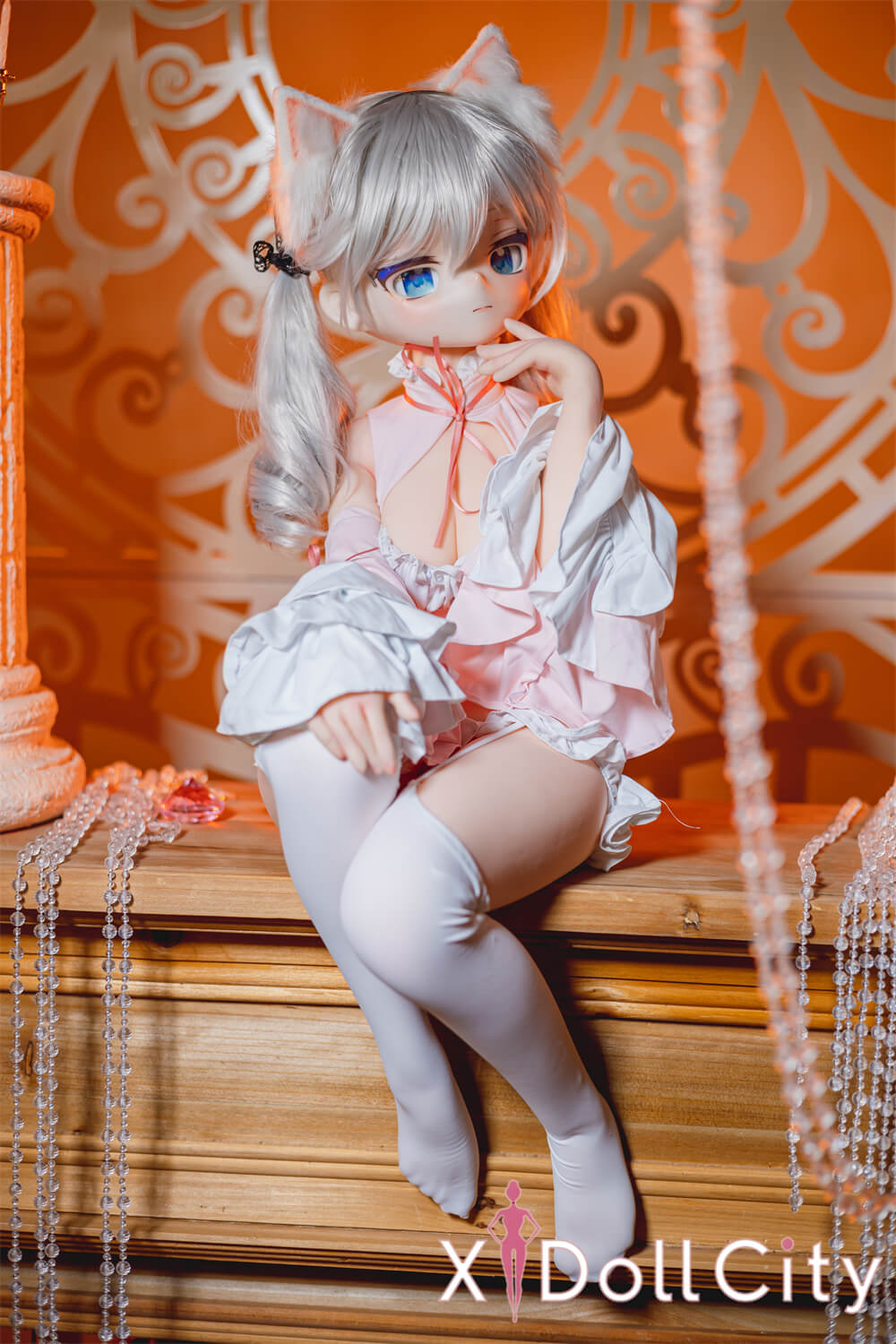 MW Girl(魔物姫) 優米 5.1kg メイド服 レジンヘッド+TPEボディ ピンク髪 猫耳ランジェリードール 肌色&眼球色&メイク&ウィッグ&衣装は宣材写真と同じ 成人スタイルラブドール