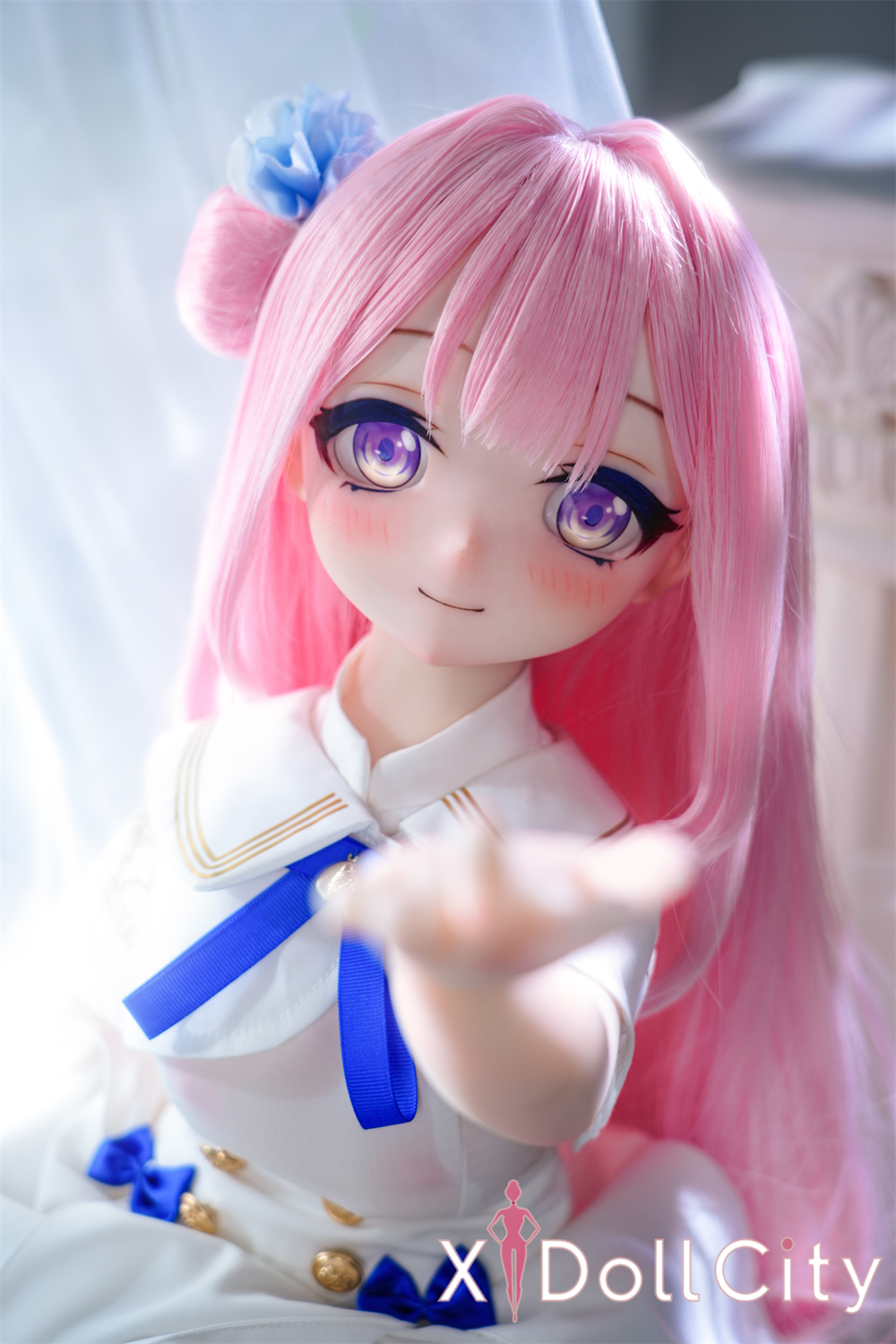 MW Girl (魔物姫)  7kg 薇花ヘッド 掲載画像はレジンヘッド+シリコンボディ 肌色&眼球色&メイク&ウィッグ&衣装は宣材写真と同じ 成人スタイルラブドール白いセーラー服ロリ系アニメドール セクシーフィギュア