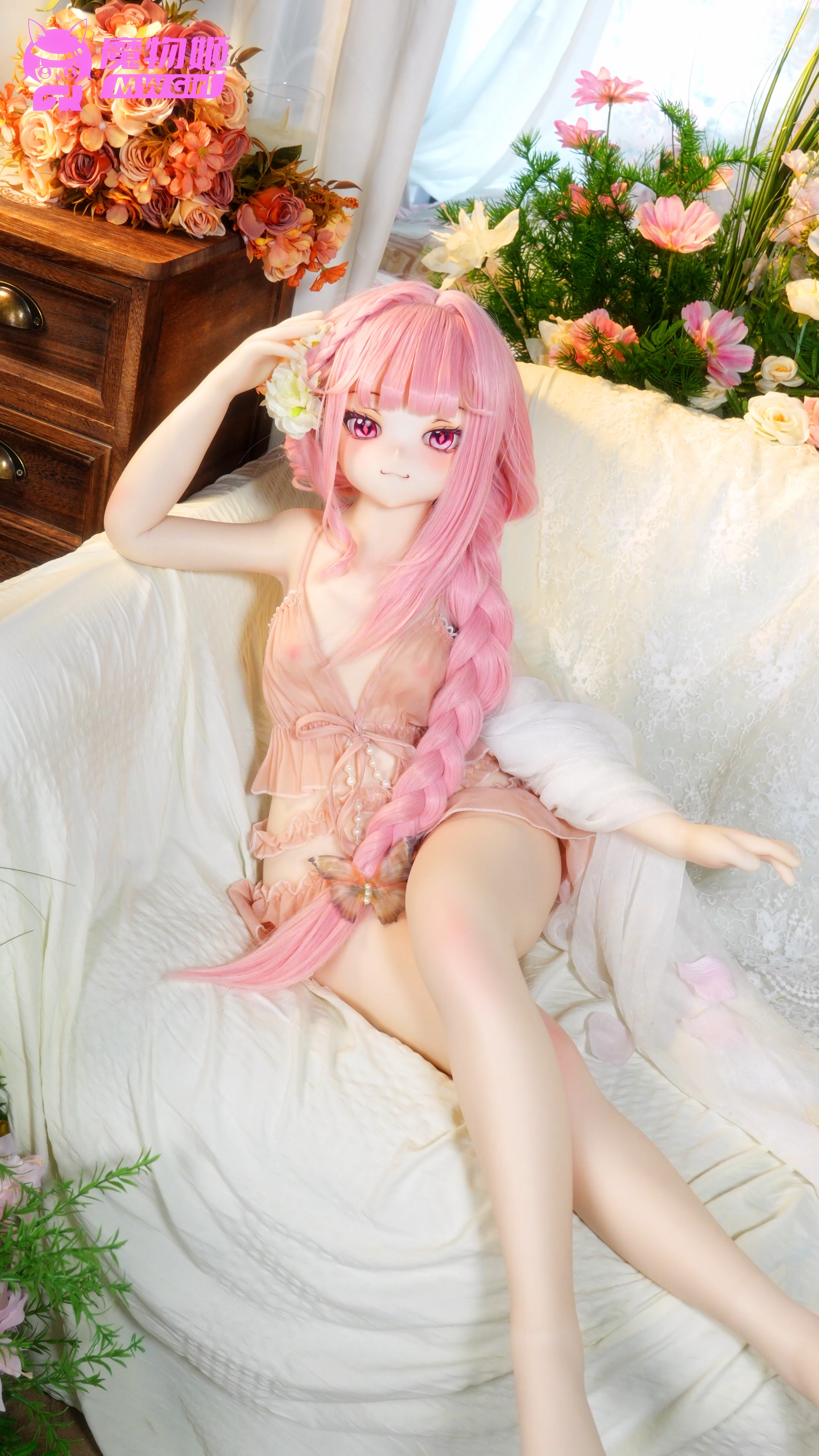 MW Girl (魔物姫)17kg ねんねん 可愛い幻想世界 掲載画像はレジンヘッド+シリコンボディ 肌色&眼球色&メイク&ウィッグ&衣装は宣材写真と同じ 成人スタイルラブドール