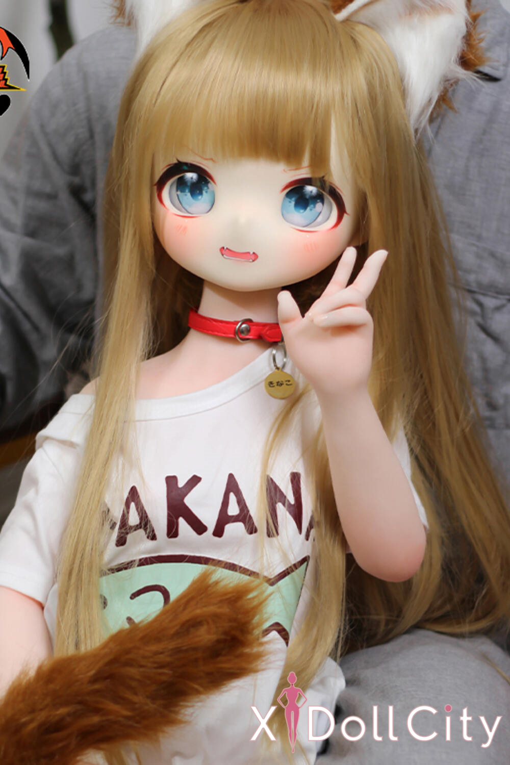 MOZU Doll 黄豆 成人スタイルラブドール キュートなアニメ耳 ビニールヘッド＋TPEボディ ラブドール貧乳