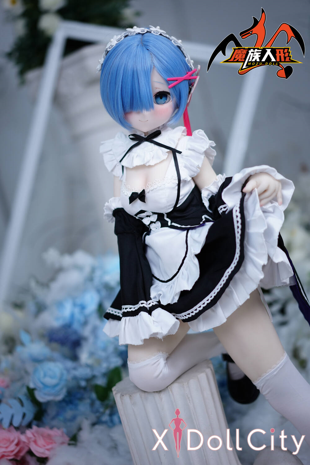 MOZU Doll 蕾姆 成人スタイルラブドール メイド系可愛いミニ ビニールヘッド＋TPEボディ ラブドール貧乳