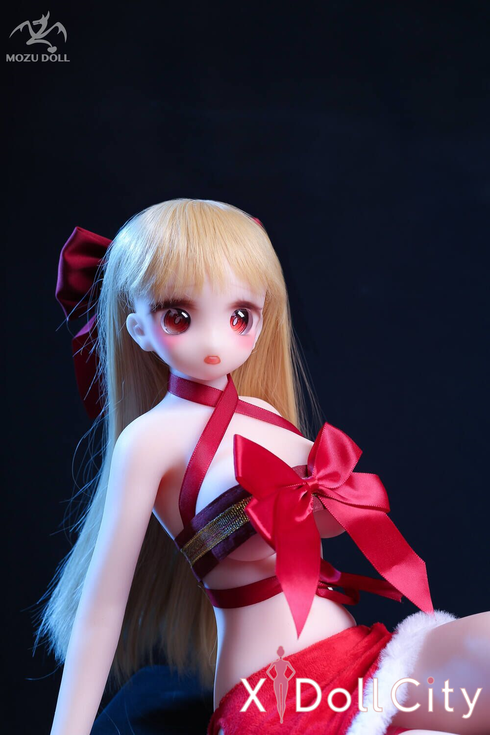 MOZU Doll 红鲤 成人スタイルラブドール サンタ風リボン衣装 可愛い フルシリコン製 ラブドール貧乳