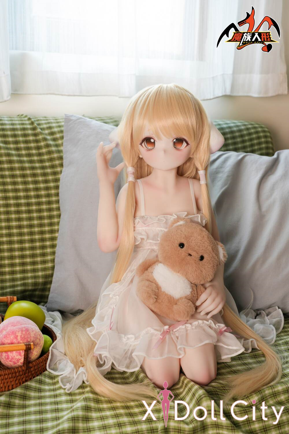 MOZU Doll 小吉 成人スタイルラブドール 金髪ロリ癒し系ミニ ビニールヘッド＋TPEボディ ラブドール良乳