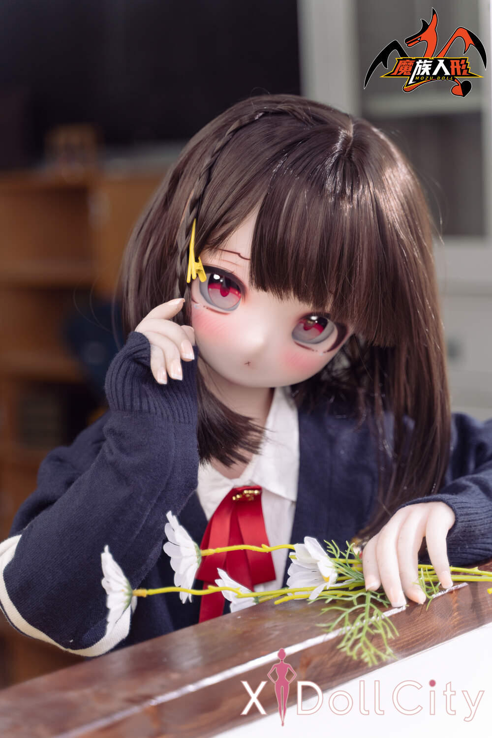 MOZU Doll 露比 成人スタイルラブドール ロリ学生風 可愛な女の子 ビニールヘッド&軟質ヘッド＋TPEボディ ラブドール貧乳