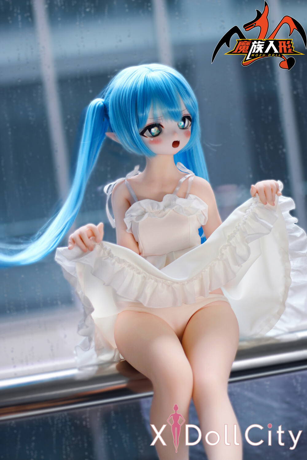 MOZU Doll 芙芙 成人スタイルラブドール 蒼髪エルフ系 ビニールヘッド＋TPEボディ ラブドール貧乳