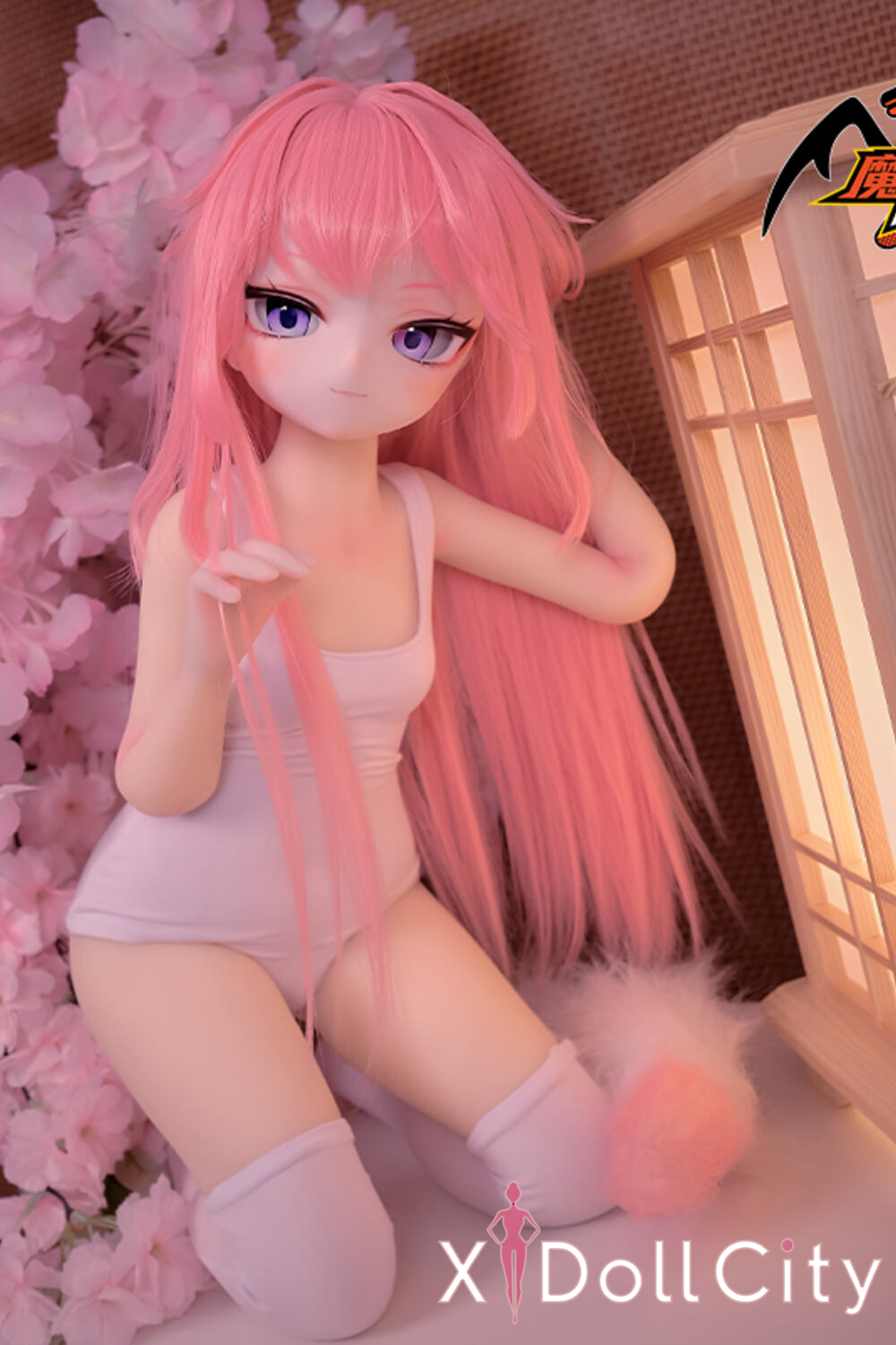 MOZU Doll 小狐狸 成人スタイルラブドール アニメ 妖艶アニメ風 ビニールヘッド＋TPEボディ ラブドール貧乳