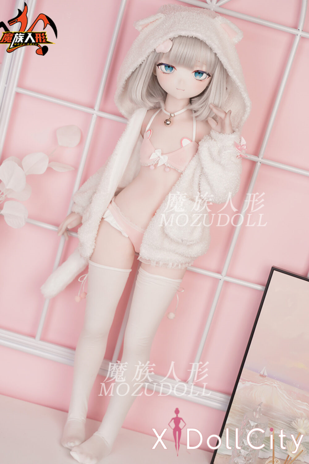 MOZU Doll 玲芽 成人スタイルラブドール キュートな猫耳ミニ ビニールヘッド＋TPEボディ ラブドール貧乳