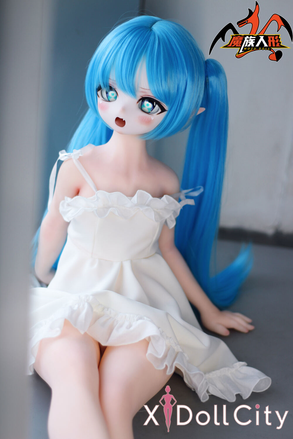 MOZU Doll 芙芙 成人スタイルラブドール 蒼髪エルフ系 ビニールヘッド＋TPEボディ ラブドール貧乳