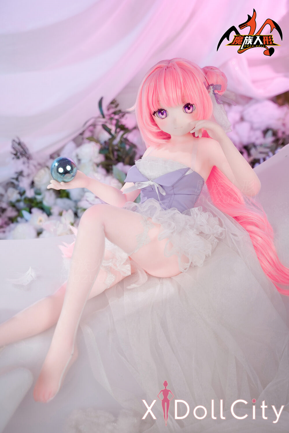 MOZU Doll 桃香 成人スタイルラブドール ピンクヘア天真ロリ系ミニ ビニールヘッド＋TPEボディ ラブドール良乳