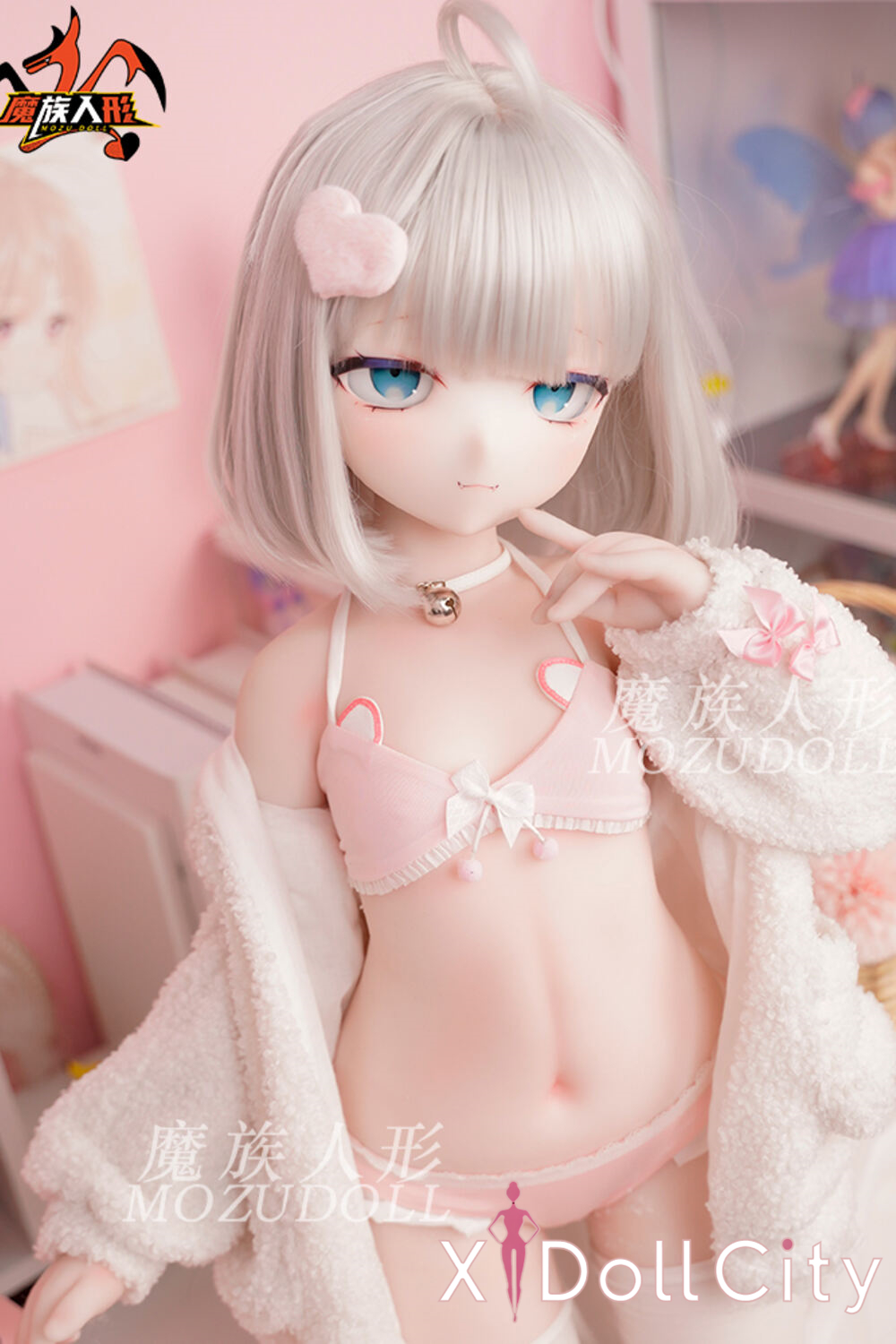 MOZU Doll 玲芽 成人スタイルラブドール キュートな猫耳ミニ ビニールヘッド＋TPEボディ ラブドール貧乳
