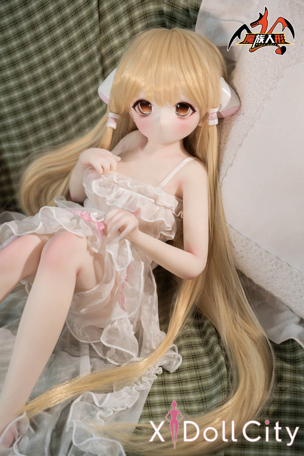 MOZU Doll 小吉 成人スタイルラブドール 金髪ロリ癒し系ミニ ビニールヘッド＋TPEボディ ラブドール良乳