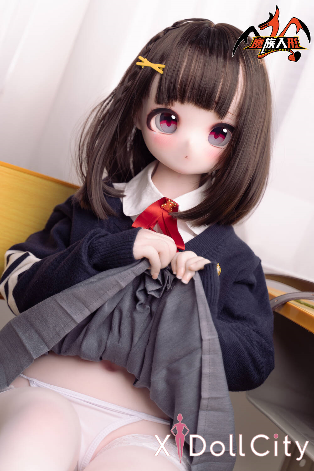MOZU Doll 露比 成人スタイルラブドール ロリ学生風 可愛な女の子 ビニールヘッド&軟質ヘッド＋TPEボディ ラブドール貧乳