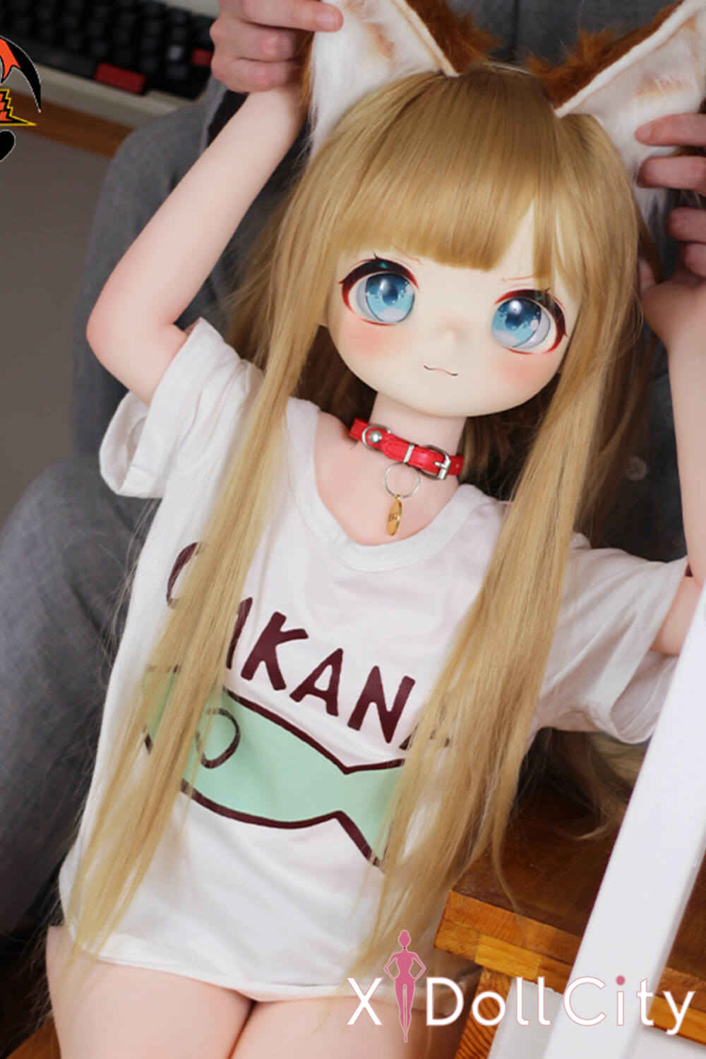 MOZU Doll 黄豆 成人スタイルラブドール キュートなアニメ耳 ビニールヘッド＋TPEボディ ラブドール貧乳