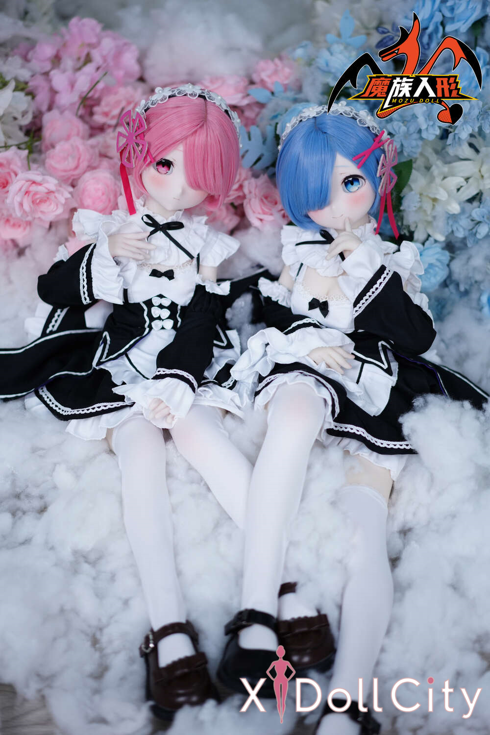 MOZU Doll 蕾姆 成人スタイルラブドール メイド系可愛いミニ ビニールヘッド＋TPEボディ ラブドール貧乳