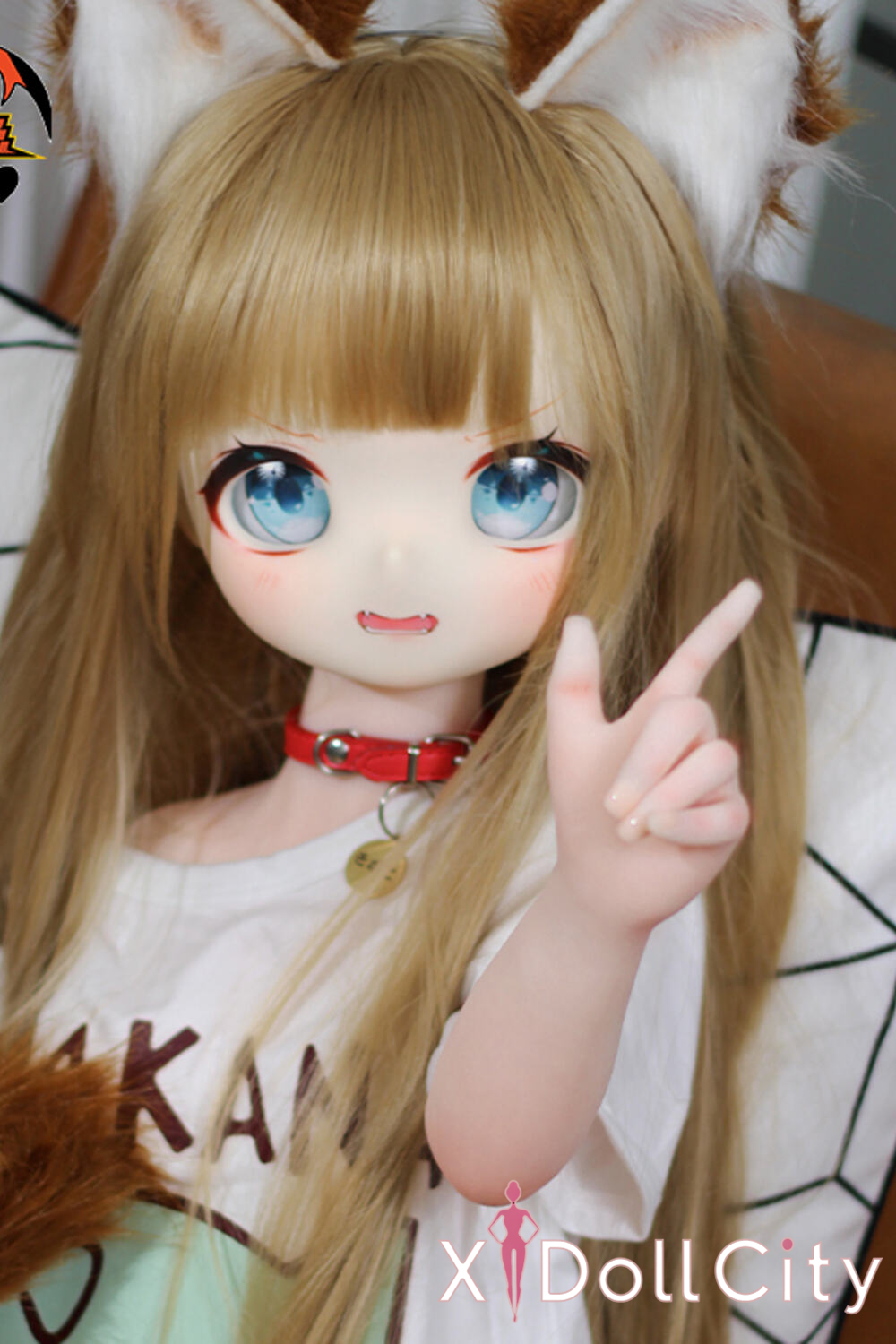 MOZU Doll 黄豆 成人スタイルラブドール キュートなアニメ耳 ビニールヘッド＋TPEボディ ラブドール貧乳