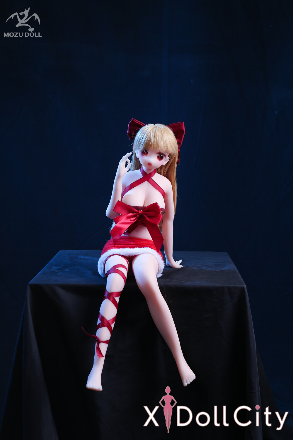 MOZU Doll 红鲤 成人スタイルラブドール サンタ風リボン衣装 可愛い フルシリコン製 ラブドール貧乳