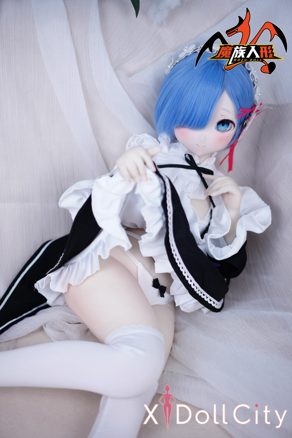 MOZU Doll 蕾姆 成人スタイルラブドール メイド系可愛いミニ ビニールヘッド＋TPEボディ ラブドール貧乳