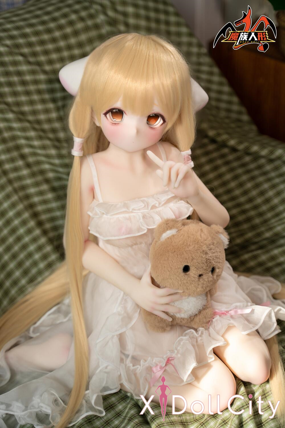 MOZU Doll 小吉 成人スタイルラブドール 金髪ロリ癒し系ミニ ビニールヘッド＋TPEボディ ラブドール良乳
