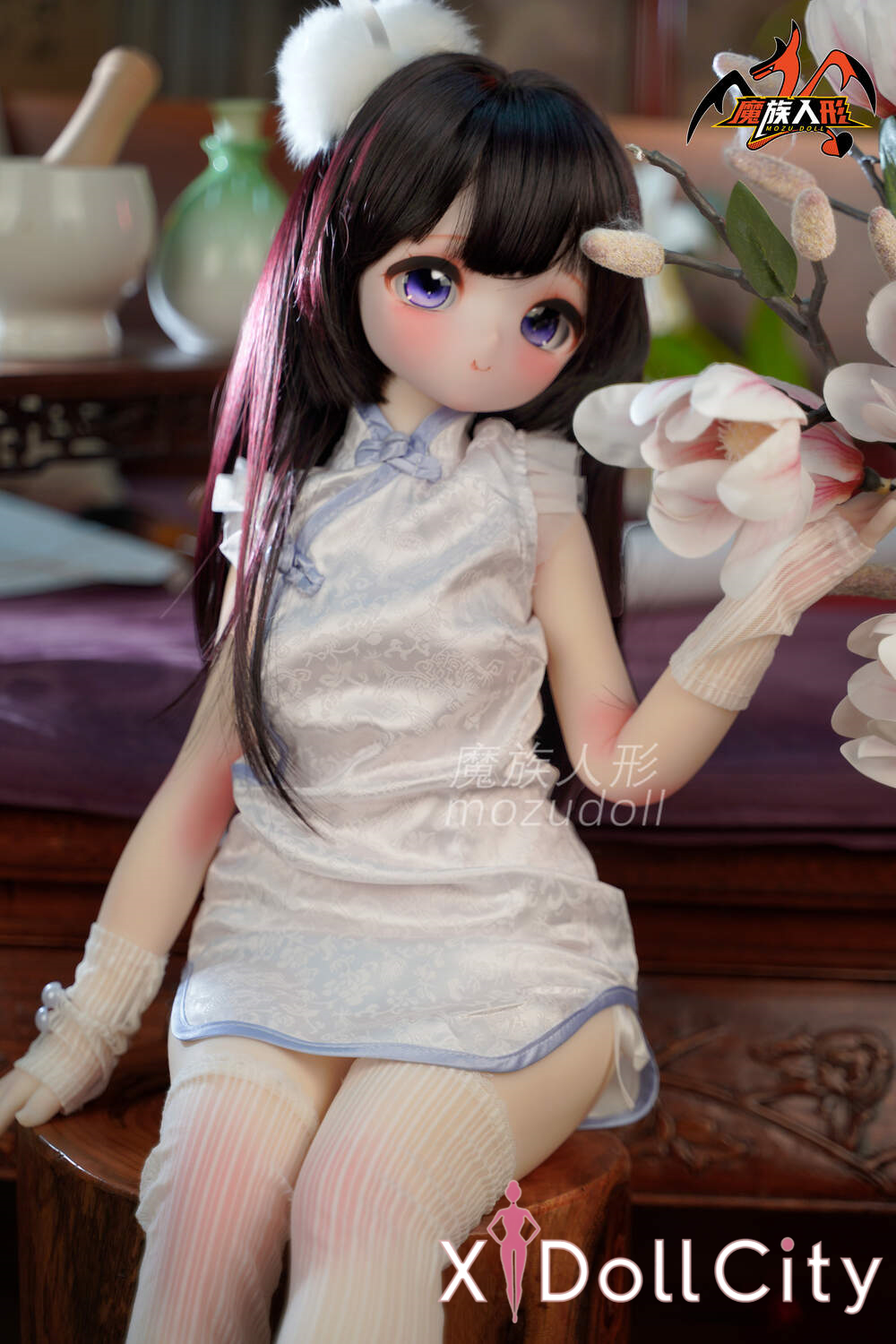 MOZU Doll 瑶瑶 成人スタイルラブドール 優雅チャイナドレスミニ ビニールヘッド＋TPEボディ ラブドール貧乳