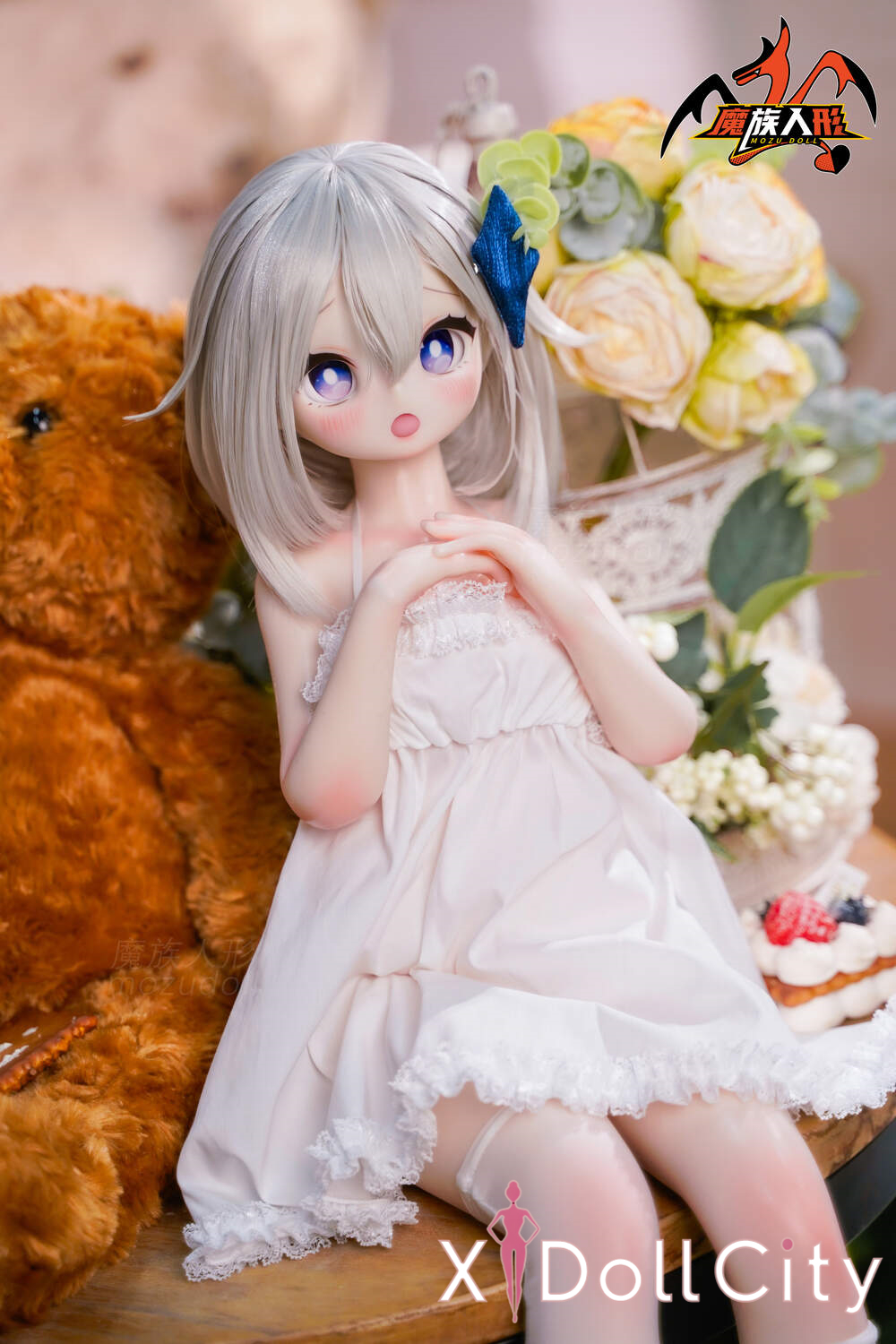 MOZU Doll 小小萌 成人スタイルラブドール 可愛い ビニールヘッド＋シリコンボディ ラブドール貧乳