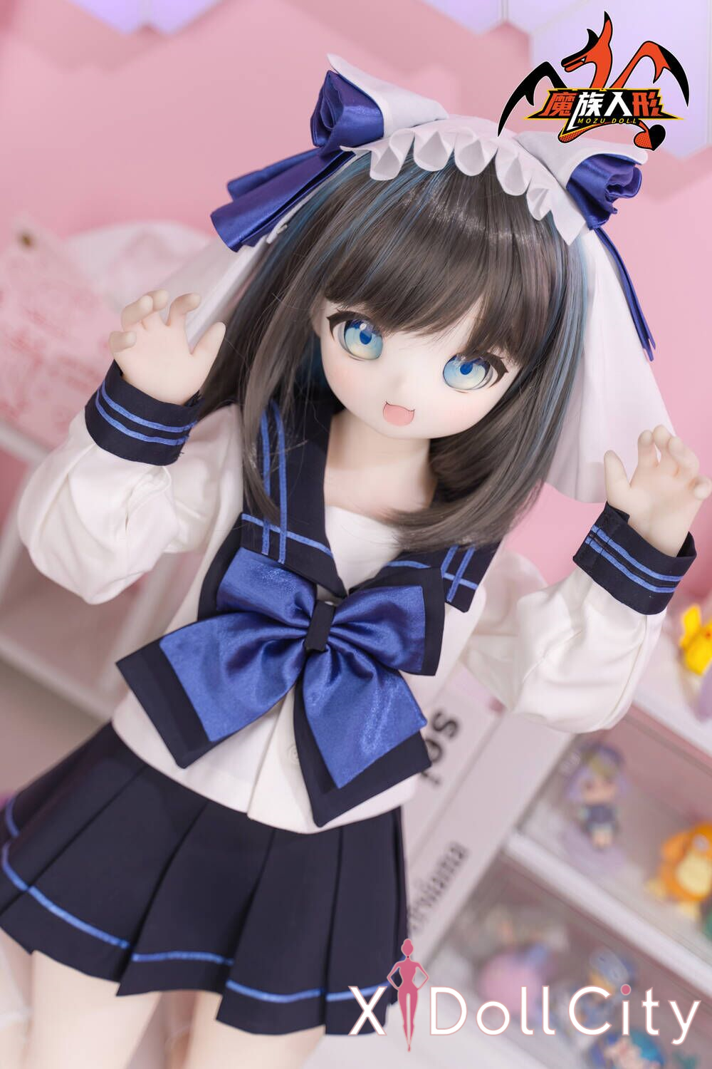 MOZU Doll 猫猫 成人スタイルラブドール キュートなロリ系ミニ ビニールヘッド＋TPEボディ ラブドール良乳