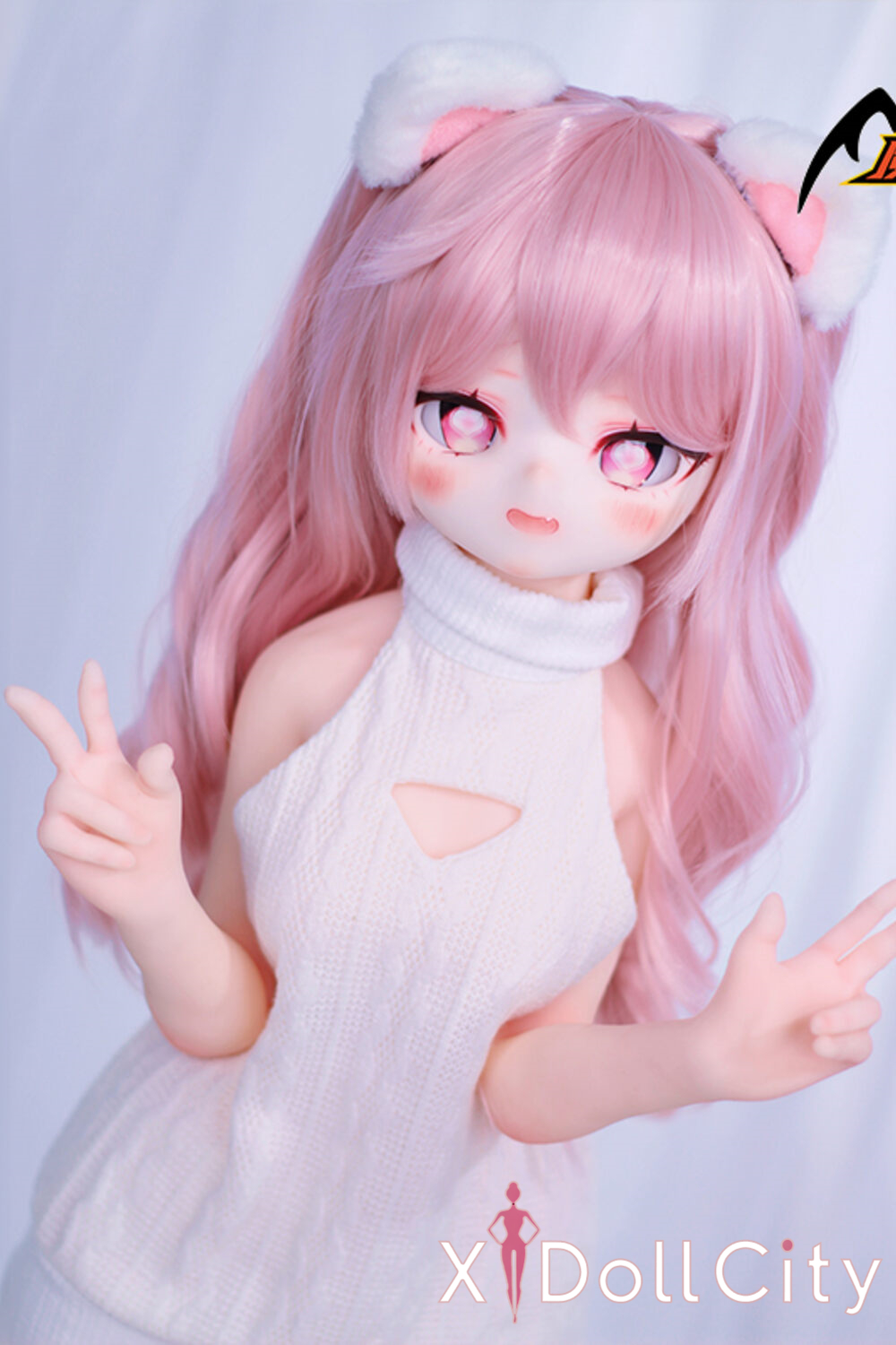 MOZU Doll 愛莉 成人スタイルラブドール キュートな猫耳ミニ ビニールヘッド＋TPEボディ ラブドール貧乳