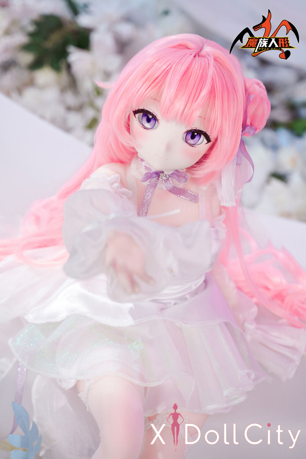 MOZU Doll 桃香 成人スタイルラブドール ピンクヘア天真ロリ系ミニ ビニールヘッド＋TPEボディ ラブドール良乳