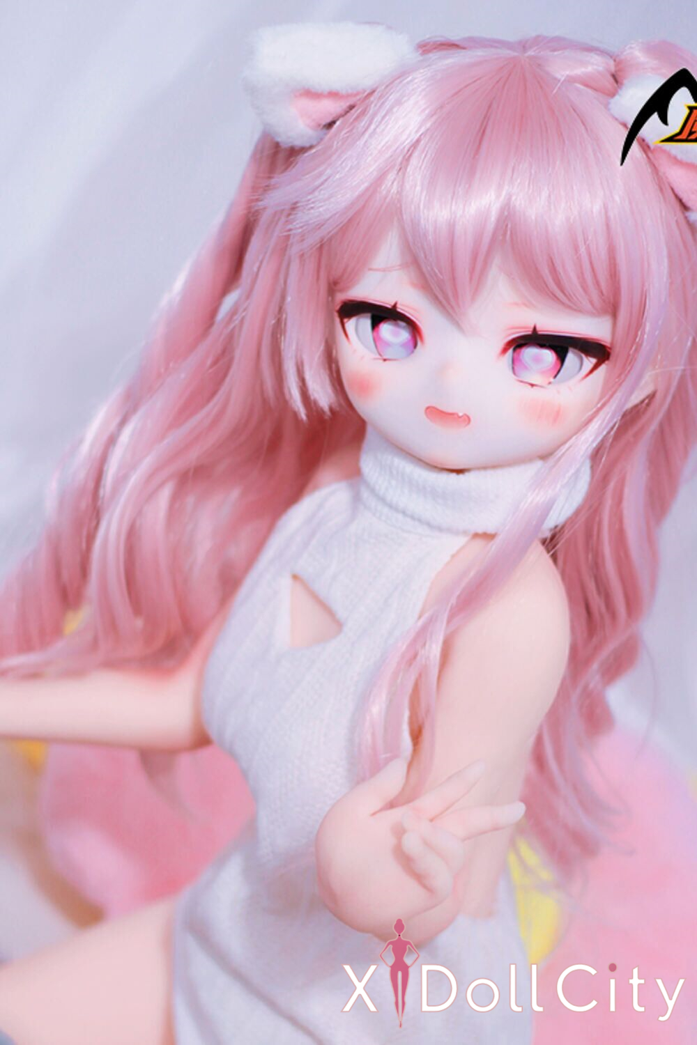 MOZU Doll 愛莉 成人スタイルラブドール キュートな猫耳ミニ ビニールヘッド＋TPEボディ ラブドール貧乳
